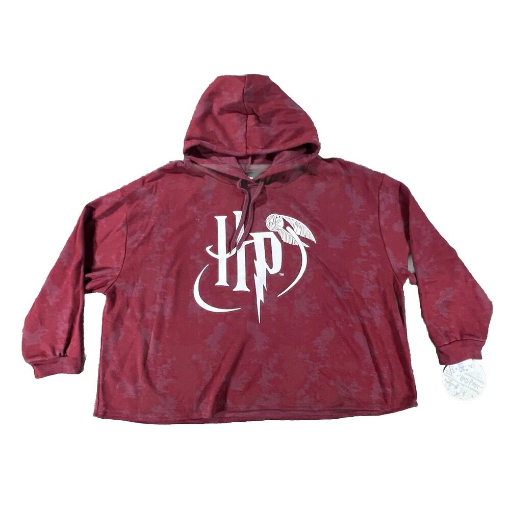 Harry Potter Women’s Maroon Cropped Hooded Sweatshirt Two-Toned Size 2XL NWT